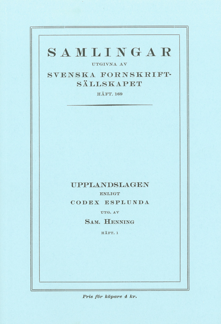 Upplandslagen enligt Codex Esplunda (2 häften)