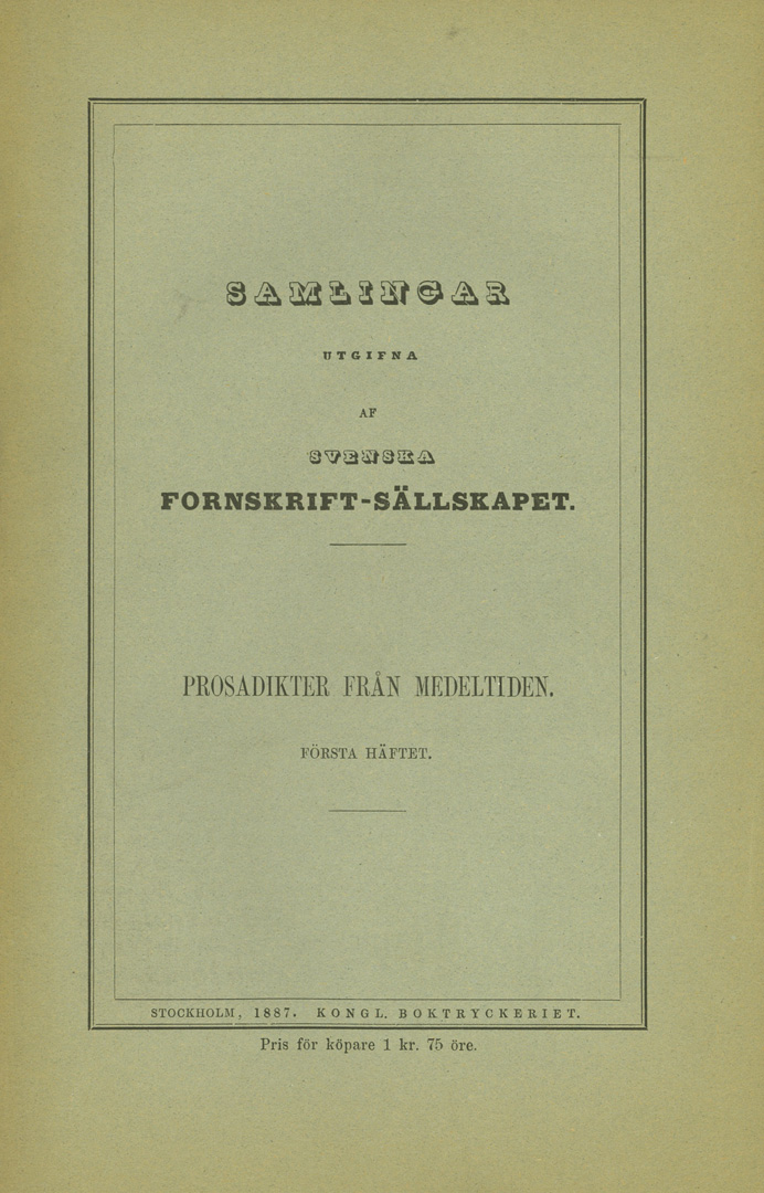 Prosadikter från medeltided (3 häften)