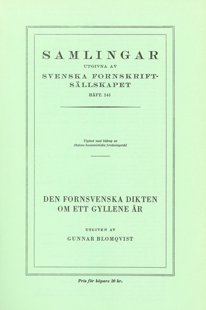 Den fornsvenska dikten om ett gyllene år