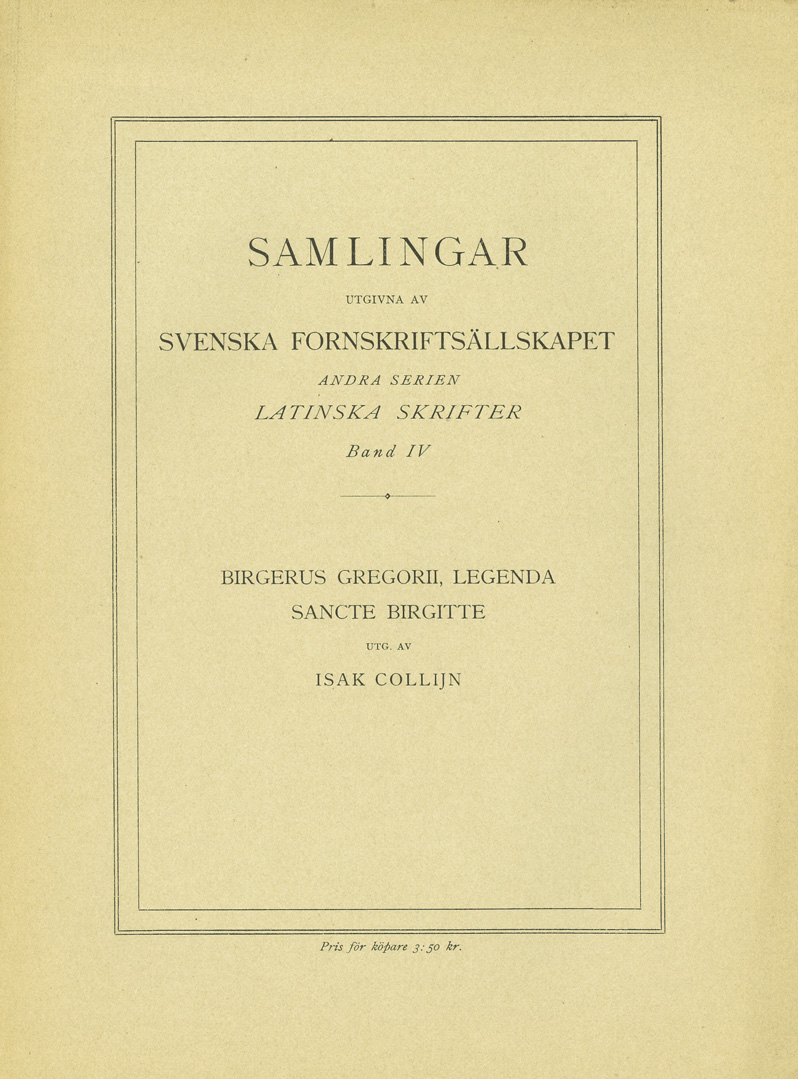 Birgerus Gregorii: Legenda Sancte Birgitte