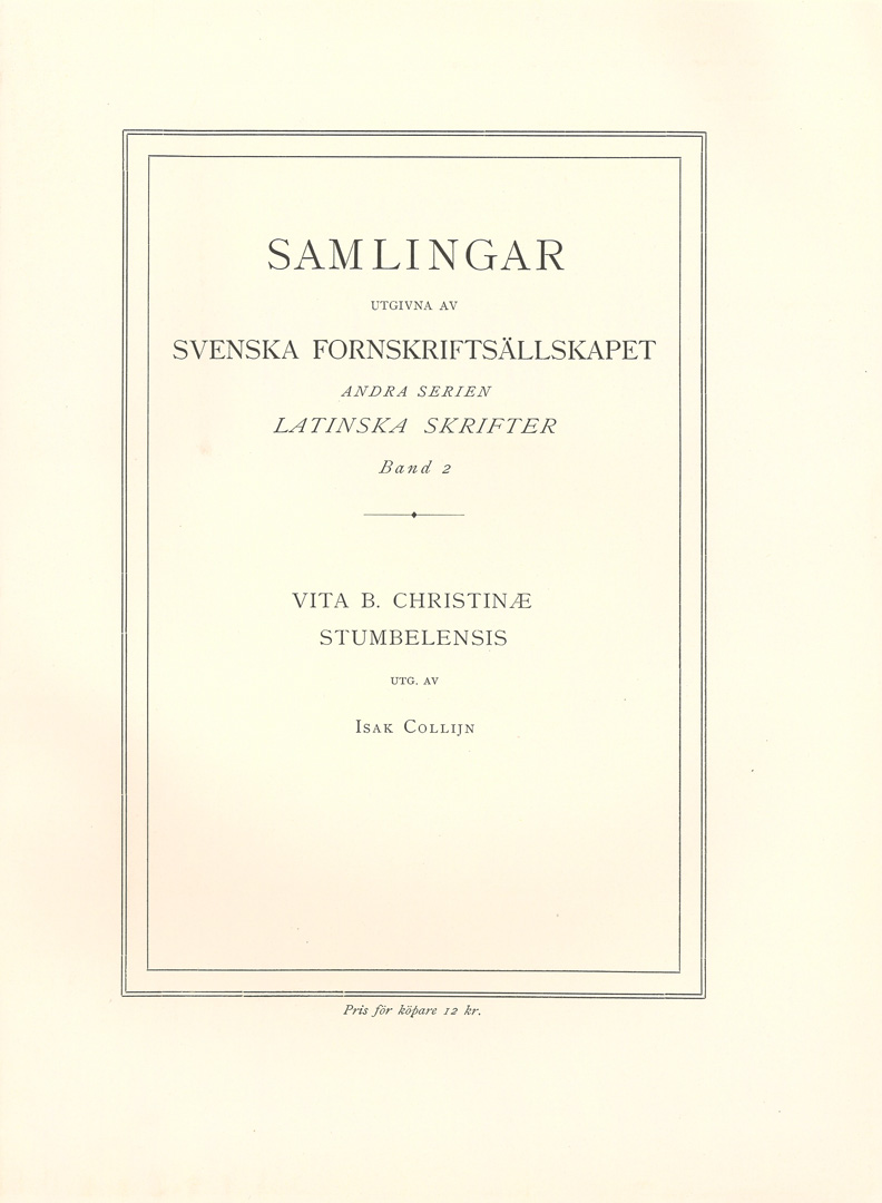 Vita b. Christinae Stumbulensis